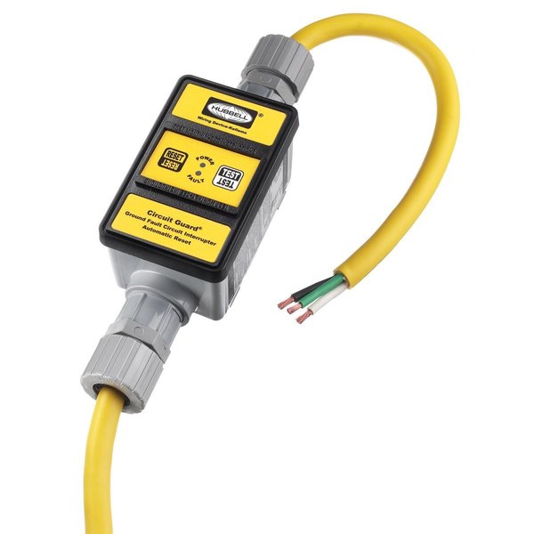 Hubbell Wiring Device-Kellems Portable GFCI, 30 AMP, 120 Volt, Self Test, Automatic Set, 6 FT Cord, Yellow GFPST1315